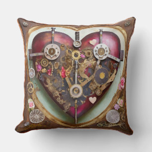 Buff Rot Herz Steampunk-Serie Kissen