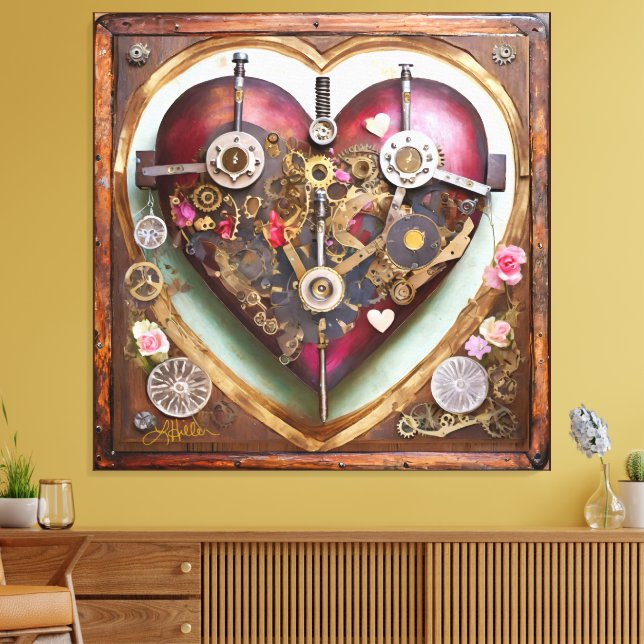 Buff Rother Herz Steampunk-Serie Leinwanddruck (Insitu (Wohnzimmer))