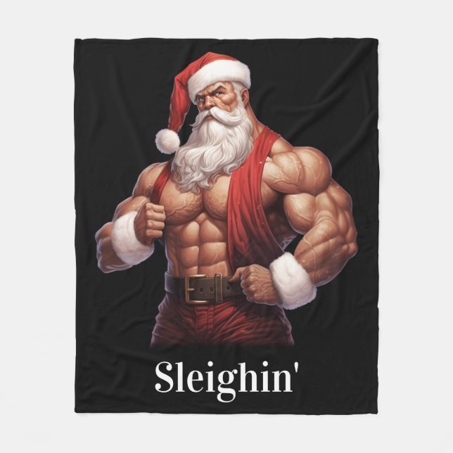 Buff Santa Claus Workout Muscles Gym Fleecedecke (Vorderseite)