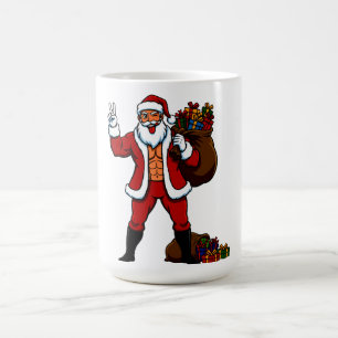 Buff Santa Friedenszeichen! Gerissene Abs und lust Kaffeetasse