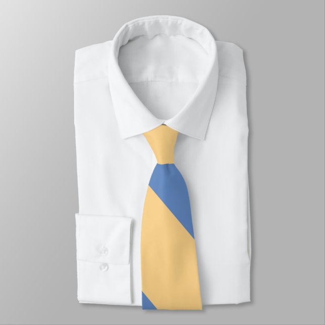 Buff und Sky Blue Broad University Strip Krawatte (Gebunden)