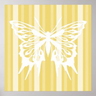 Buff Viktorianischer Lady Strip mit Schmetterling Poster