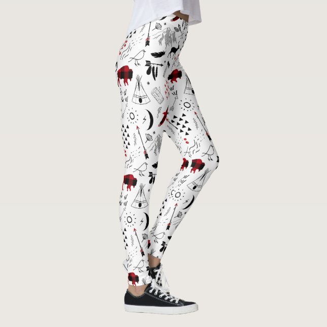 Buffalo Adventures Black and Red Kariert ID599 Leggings (Rechts)