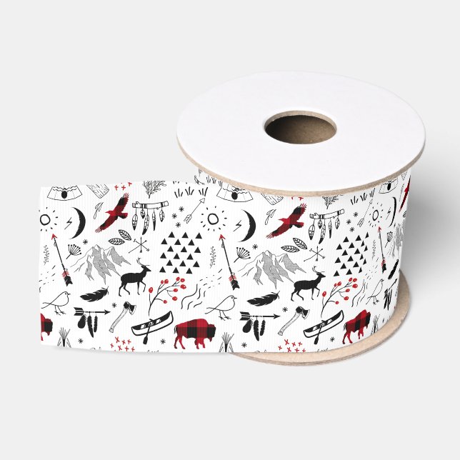 Buffalo Adventures Black and Red Kariert ID599 Ripsband (Spule)
