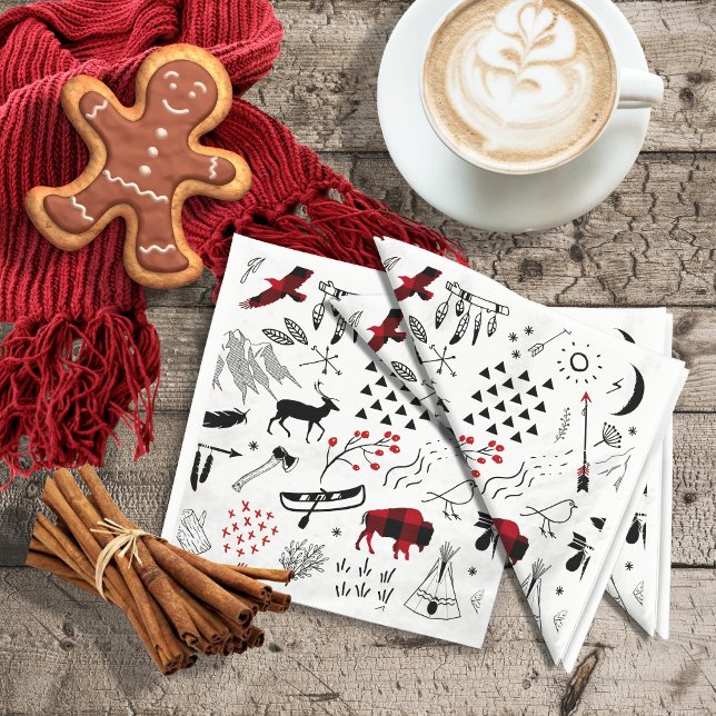 Buffalo Adventures Black and Red Kariert ID599 Serviette (Von Creator hochgeladen)