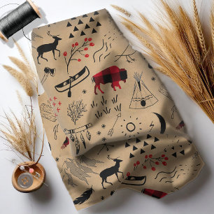 Buffalo Adventures Black and Red Kariert/Kraft ID5 Stoff