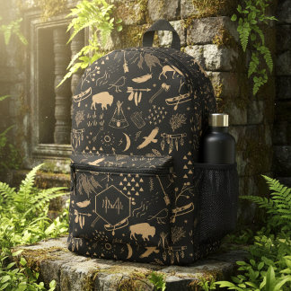 Buffalo Adventures Tan Black ID599 Bedruckter Rucksack