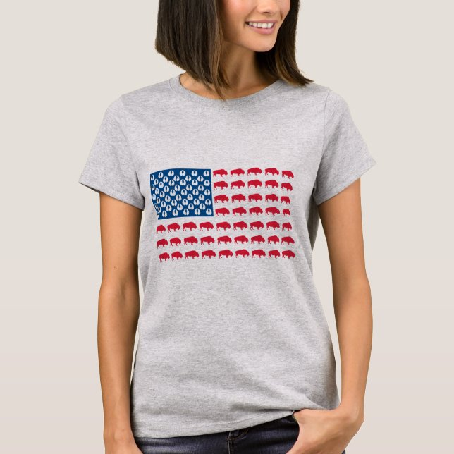 Buffalo American Flag T-Shirt (Vorderseite)