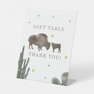 Buffalo Baby Shower Cactus Gift Table Sockelschild