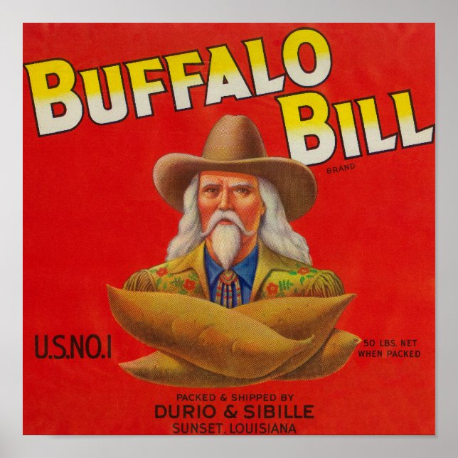 Buffalo Bill Brand Yam Crate Label Poster (Vorne)