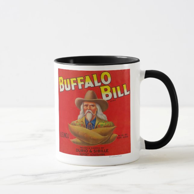 Buffalo Bill Brand Yam Crate Label Tasse (Rechts)