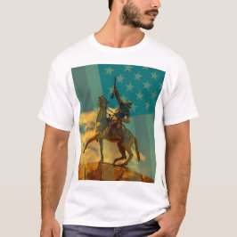 Buffalo Bill Cody statue Cody, Wyoming & USA flagg T-Shirt