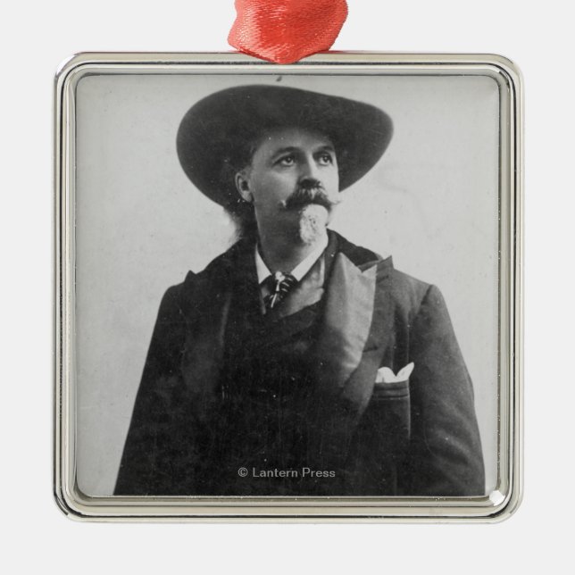 Buffalo Bill-Porträt Silbernes Ornament (Vorne)