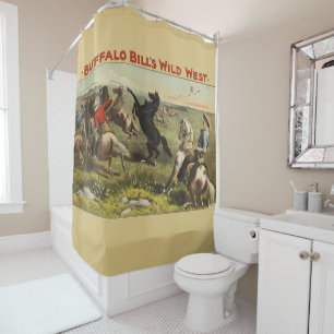Buffalo Bill Wild West Cowboy Pferd Poster Duschvorhang
