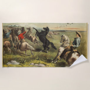 Buffalo Bill Wild West Cowboy Pferd Poster Strandtuch