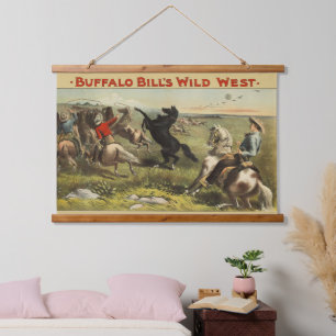 Buffalo Bills wilde Westpferde Wandteppich Mit Holzrahmen