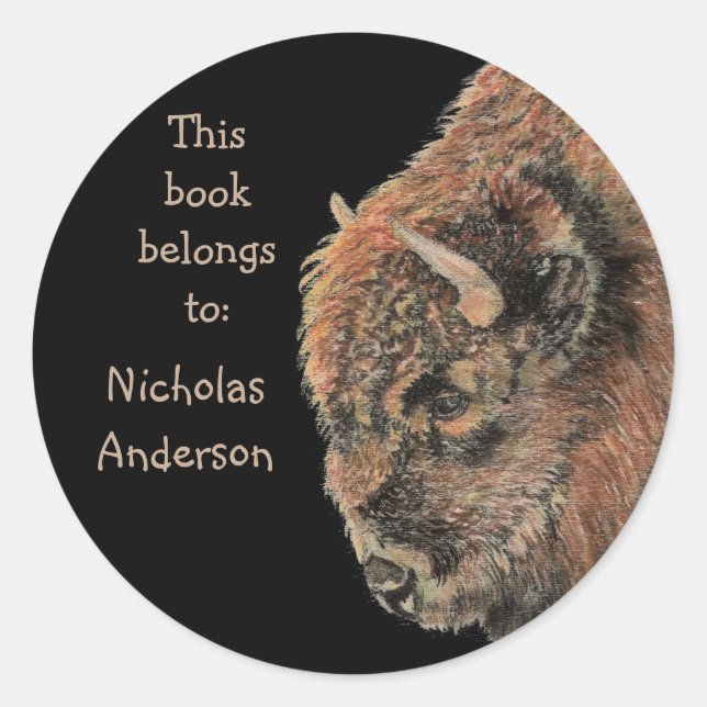 Buffalo Bison Animal Wildlife Buchzeichen Runder Aufkleber (Vorderseite)