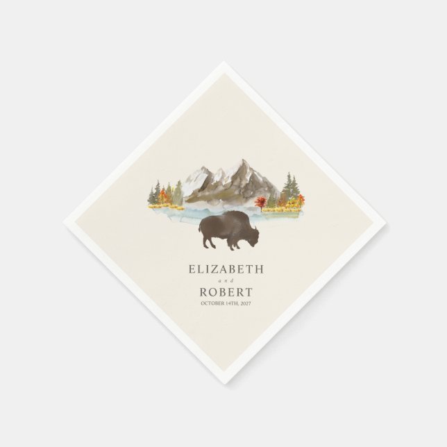 Buffalo Bison Herbsthochzeit Serviette (Ecke)
