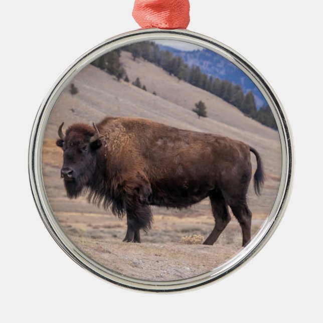 Buffalo Bison Oranment Ornament Aus Metall (Vorne)