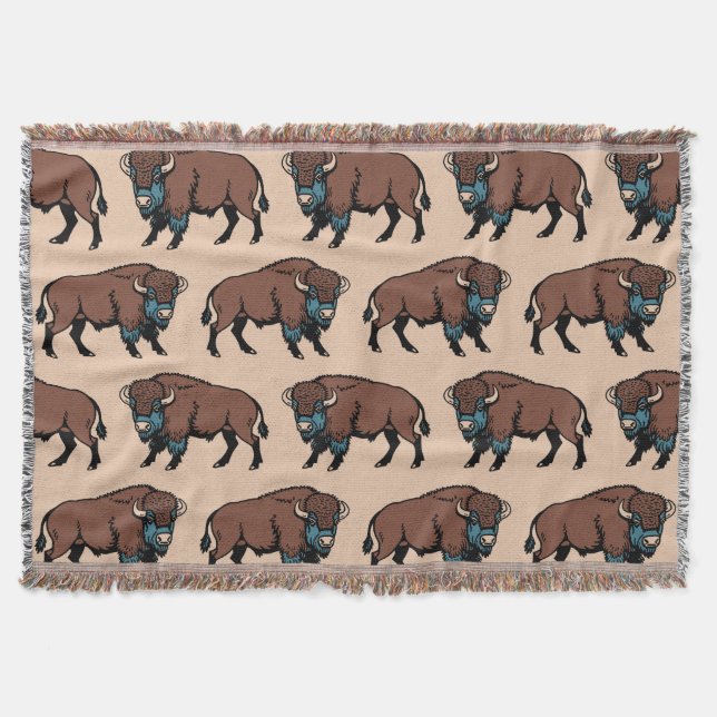 Buffalo Bison Pattern Decke (Vorderseite)
