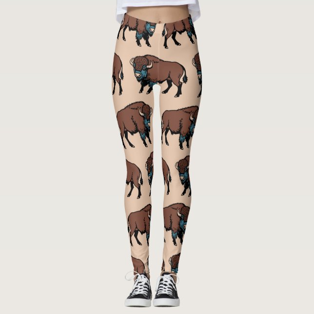 Buffalo Bison Pattern Leggings (Vorderseite)