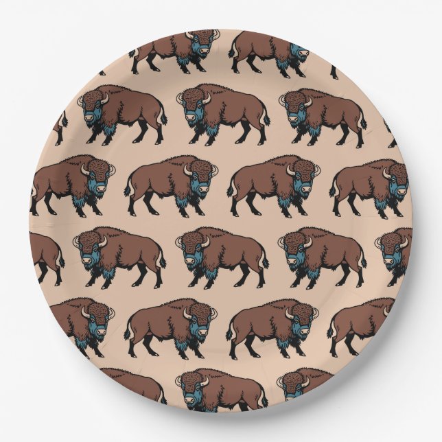 Buffalo Bison Pattern Pappteller (Vorderseite)