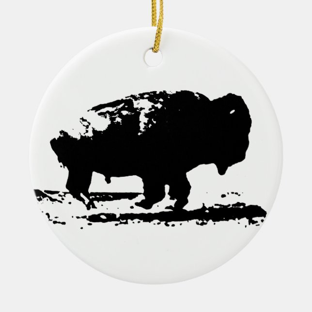 Buffalo Bison Pop Art Keramikornament (Vorne)