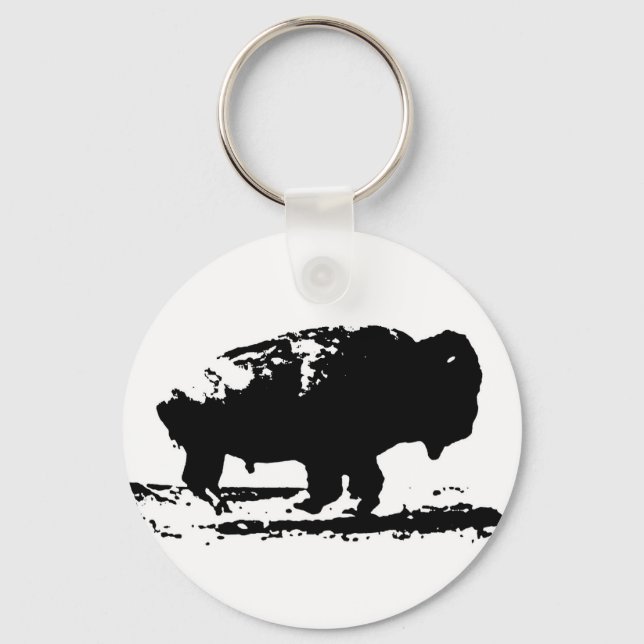 Buffalo Bison Pop Art Schlüsselanhänger (Vorderseite)