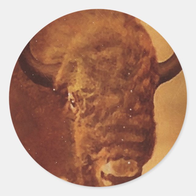 Buffalo / Bison Runder Aufkleber (Vorderseite)