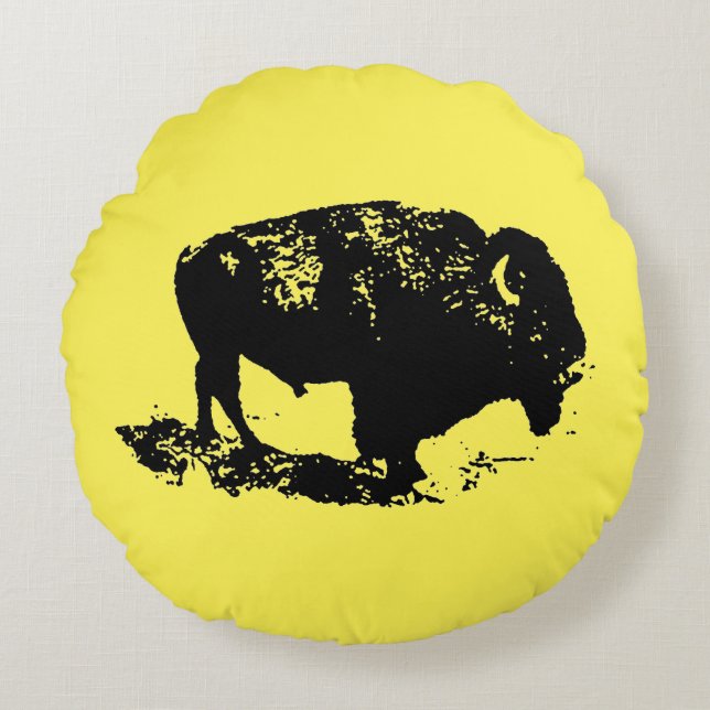 Buffalo Bison Rundes Kissen (Vorderseite)