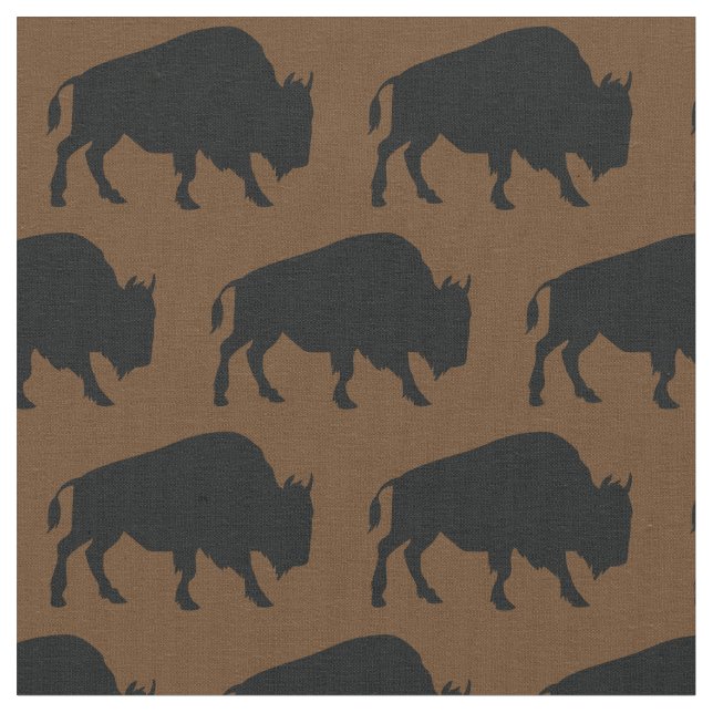 Buffalo Bison Silhouetten Brown Stoff (Nahaufnahme)