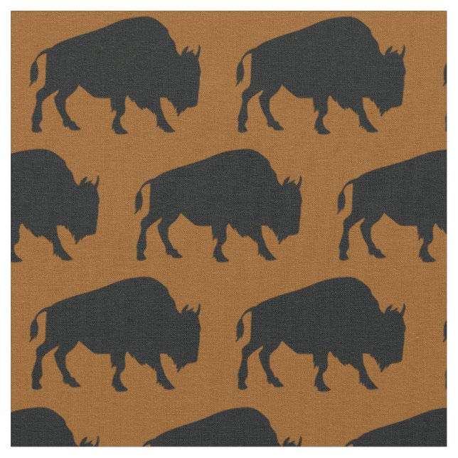 Buffalo Bison Silhouetten Rust Orange Brown Stoff (Nahaufnahme)