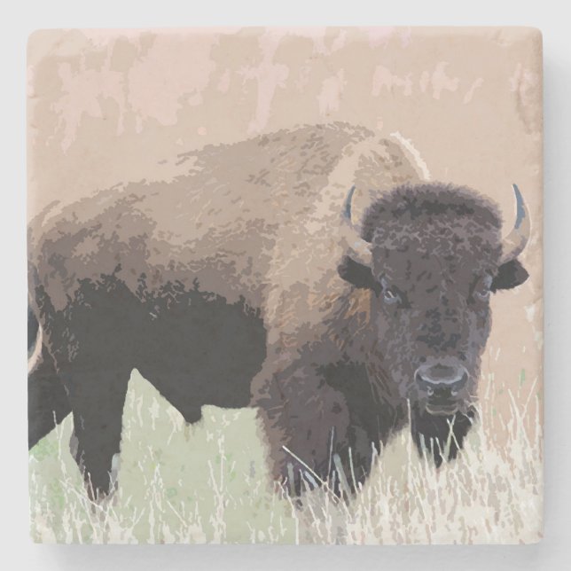 Buffalo / Bison Steinuntersetzer (Vorderseite)