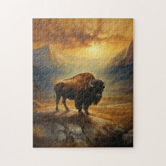 Buffalo Bison Sunset Silhouette