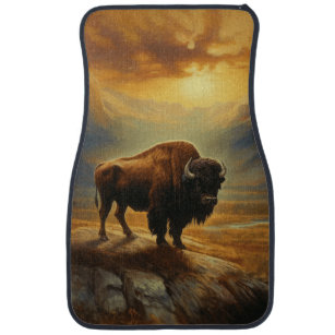 Buffalo Bison Sunset Silhouette Autofußmatte