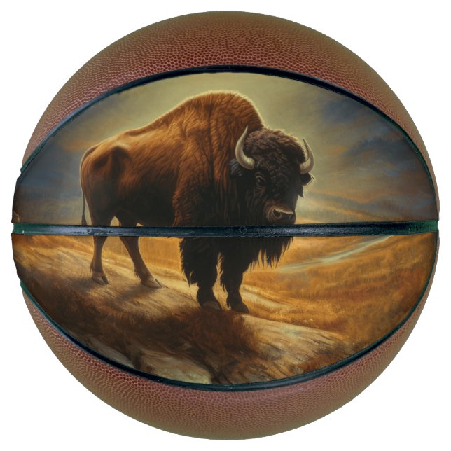 Buffalo Bison Sunset Silhouette Basketball (Vorderseite)