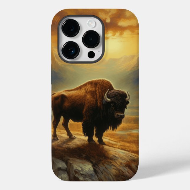 Buffalo Bison Sunset Silhouette Case-Mate iPhone 14 Pro Hülle (Rückseite)