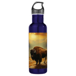Buffalo Bison Sunset Silhouette Edelstahlflasche