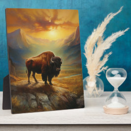 Buffalo Bison Sunset Silhouette Fotoplatte