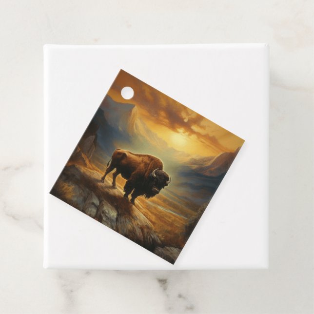 Buffalo Bison Sunset Silhouette Geschenkanhänger (Beispiel)