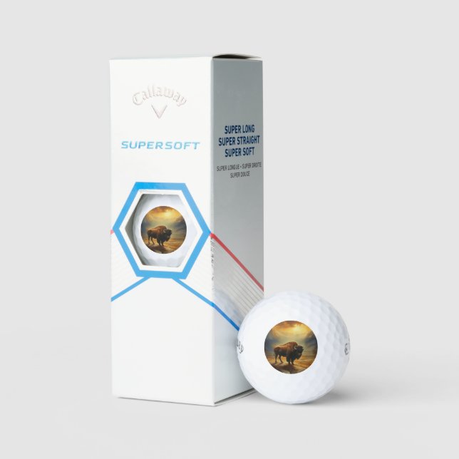 Buffalo Bison Sunset Silhouette Golfball (Verpackung)