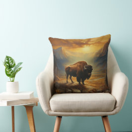 Buffalo Bison Sunset Silhouette Kissen