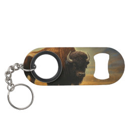 Buffalo Bison Sunset Silhouette Mini Flaschenöffner