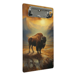 Buffalo Bison Sunset Silhouette Mini Klemmbrett