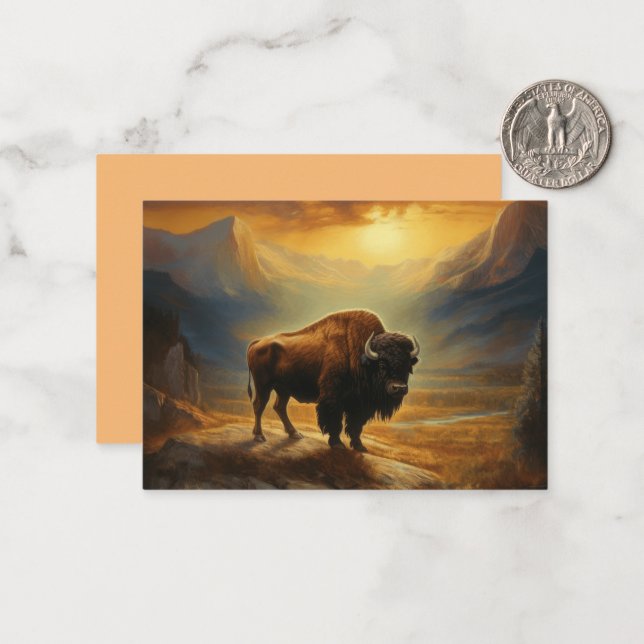 Buffalo Bison Sunset Silhouette Mitteilungskarte (Vorderseite/Rückseite Beispiel)