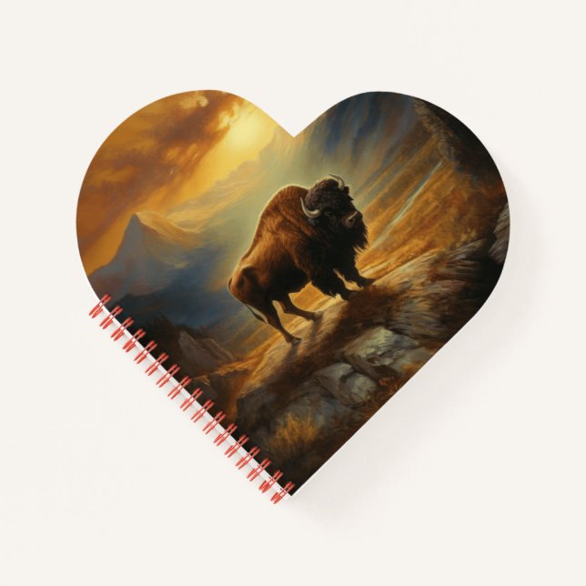 Buffalo Bison Sunset Silhouette Notizbuch (Vorderseite)