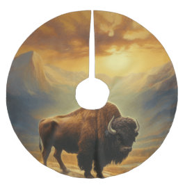 Buffalo Bison Sunset Silhouette Polyester Weihnachtsbaumdecke