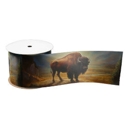 Buffalo Bison Sunset Silhouette Satinband