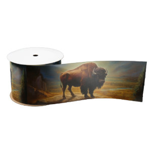 Buffalo Bison Sunset Silhouette Satinband