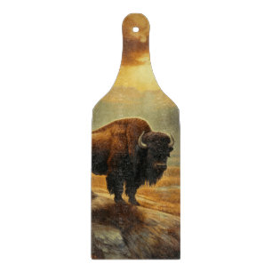 Buffalo Bison Sunset Silhouette Schneidebrett